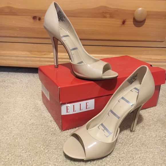 Elle Nude Peep Toe Heels - Picture 1 of 2